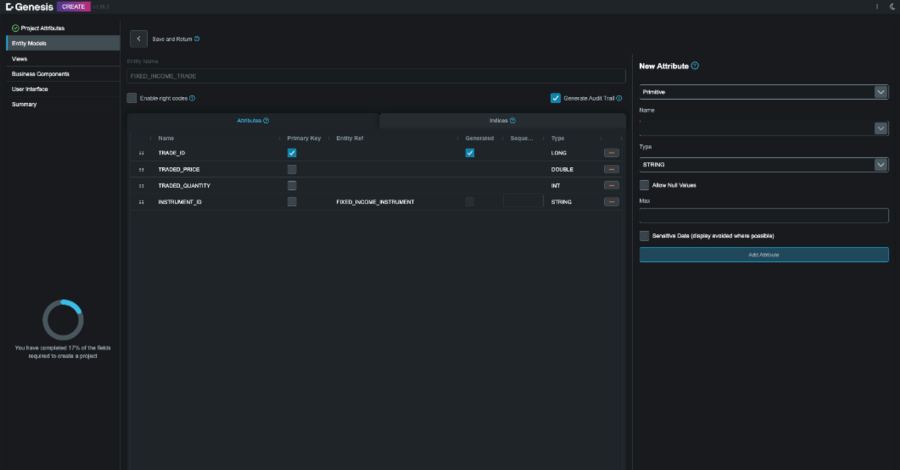 fixed income trade object generated by Create genesis 82